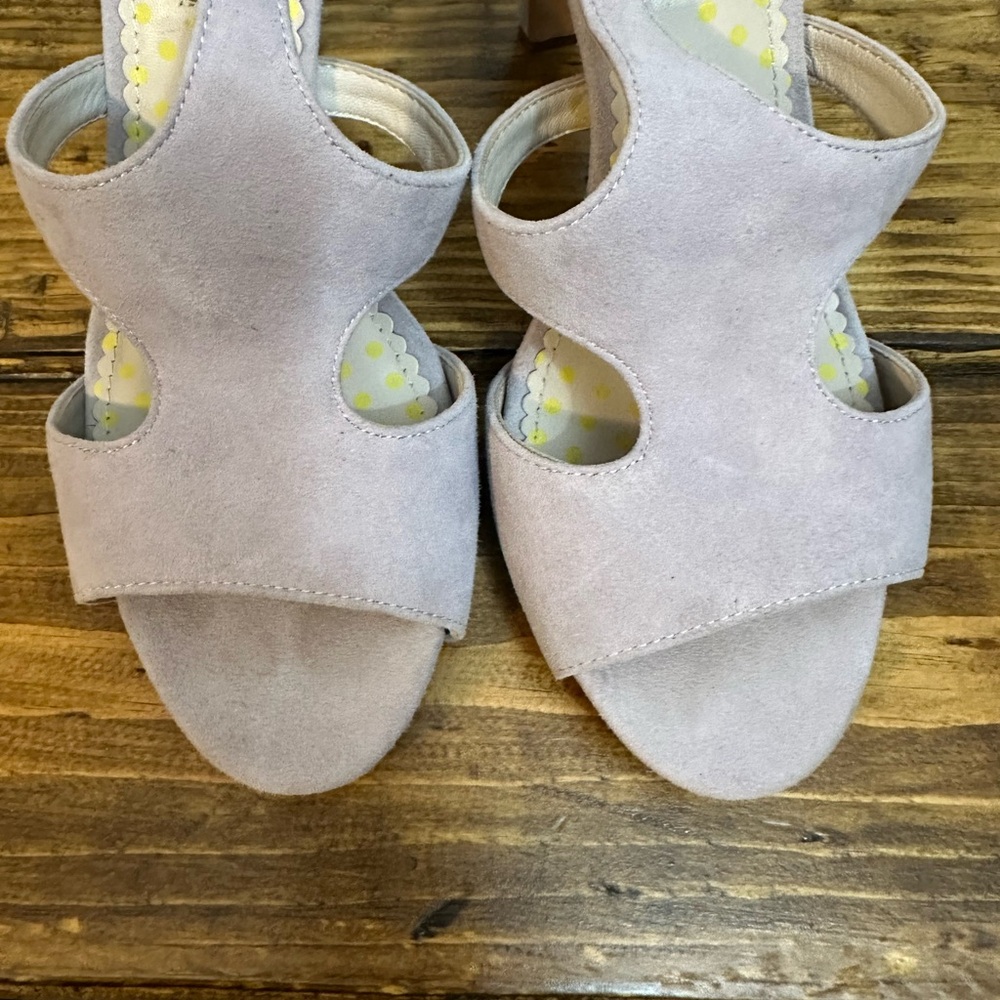 Boden Eva lavender suede leather heeled peep toe cutout shoe EU 39 - Picture 5 of 11